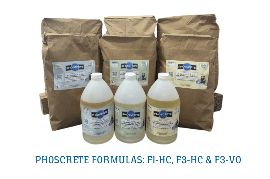 Phoscrete formulas, concrete repair